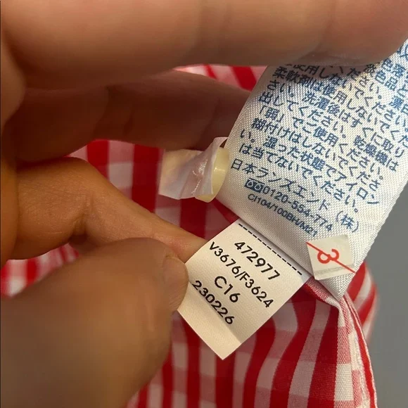 Lands’ End Red white gingham sleeveless shirt cotton size 4 P - Picture 5 of 10